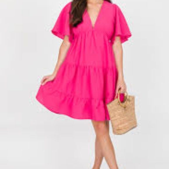 FANCYINN Cute Shift Tunic Dress Ruffle Swing Babydoll Size Large - Picture 1 of 5